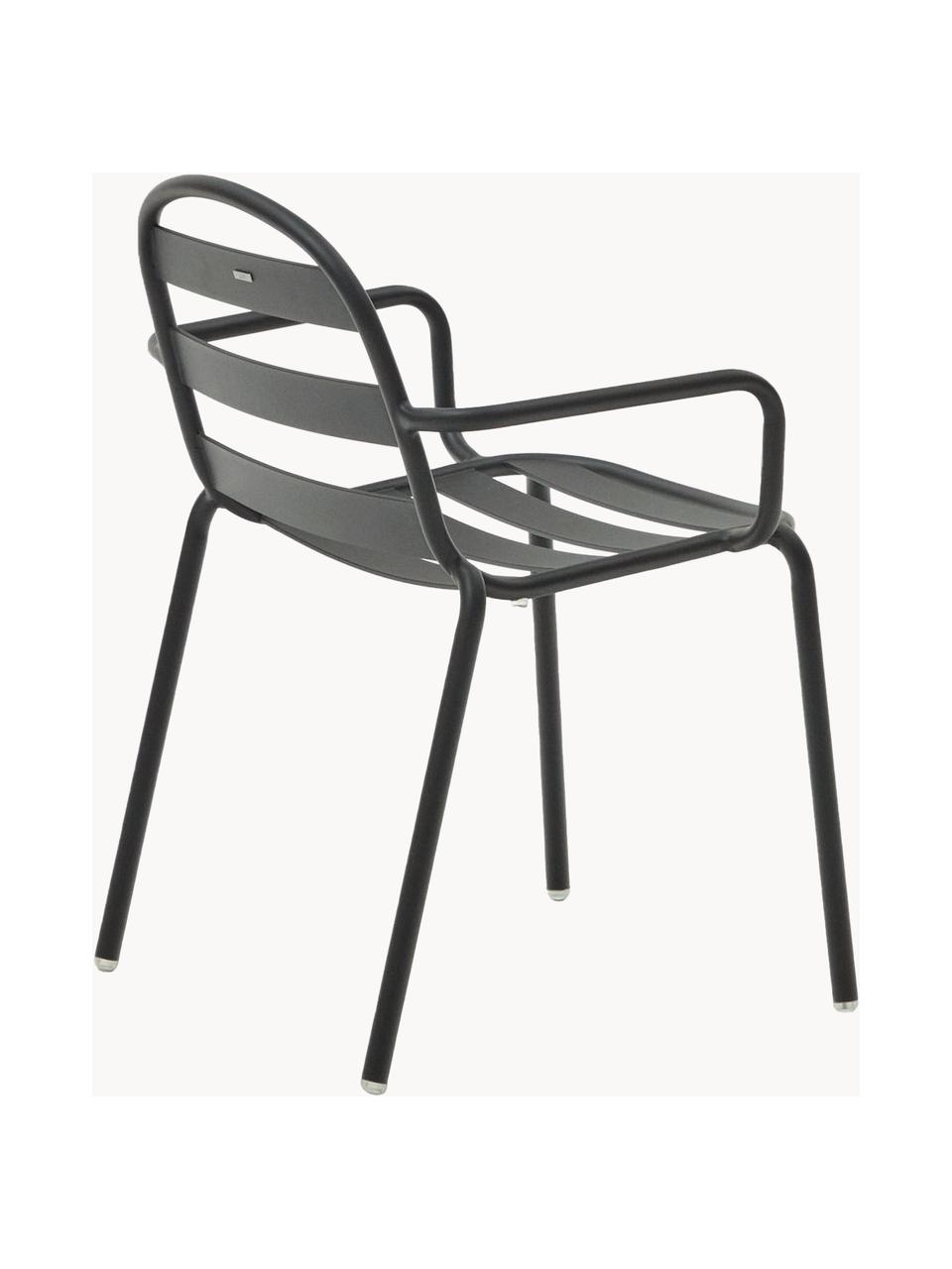 Ogrodowe krzesło z podłokietnikami Joncols, Aluminium malowane proszkowo, Antracytowy, S 61 x G 58 cm
