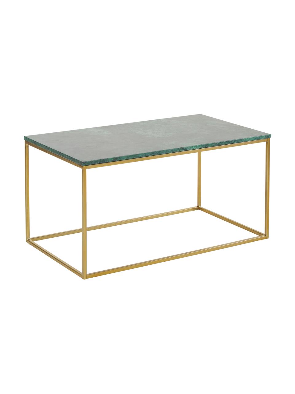 Mesa de centro de mármol Alys, Tablero: mármol natural, Estructura: metal con pintura en polv, Mármol verde, dorado, An 80 x Al 40 cm