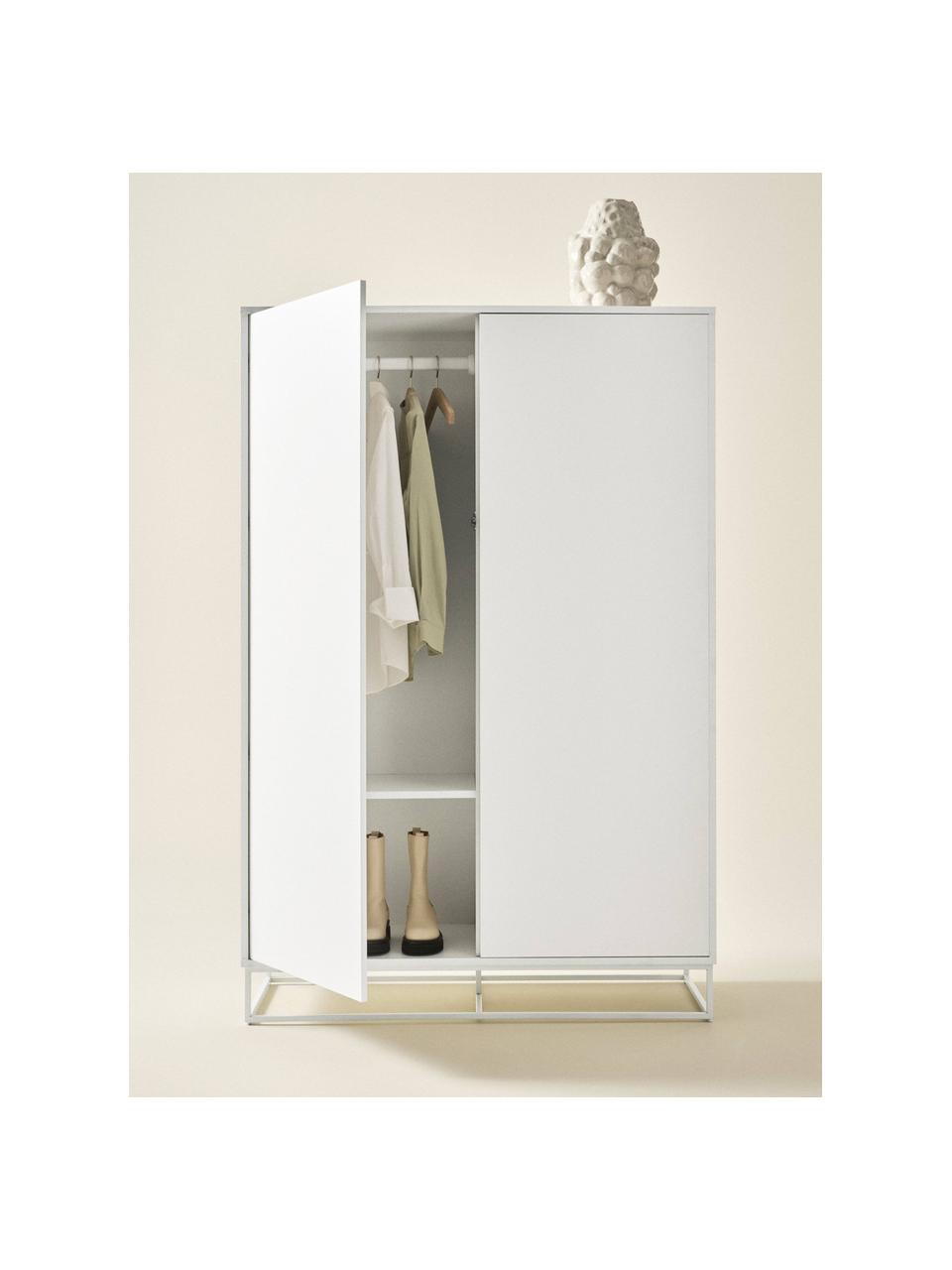 Kleiner Kleiderschrank Lyckeby, Füße: Metall, beschichtet, Holz, off white lackiert, B 120 x H 180 cm