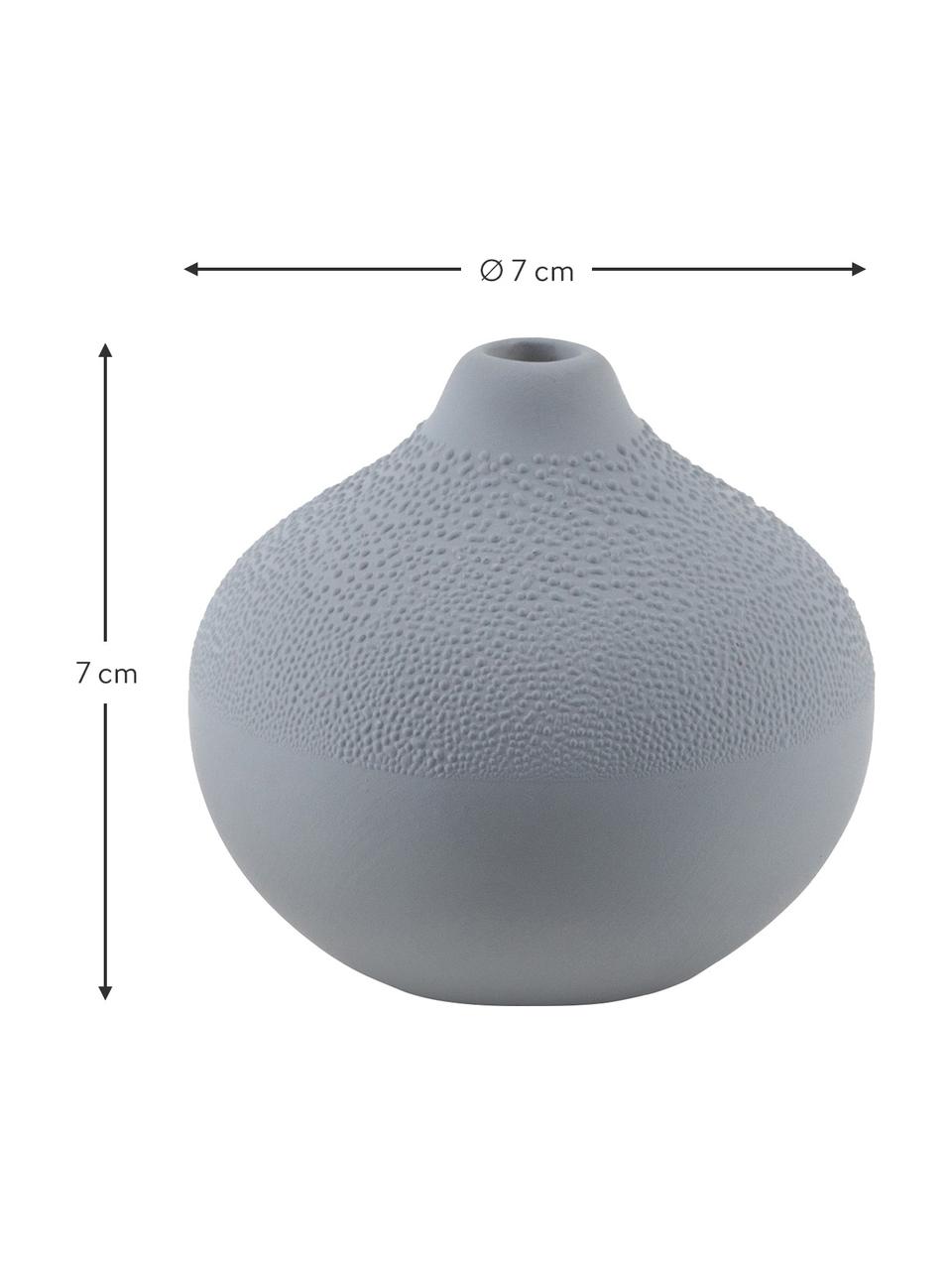 Kleine Vase Perla aus Steingut, Steingut mit Perlglasur, Grau, Ø 7 x H 7 cm