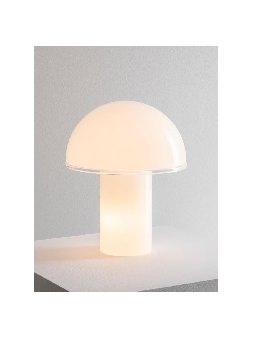 Lampa stołowa ze szkła dmuchanego Onfale, różne rozmiary, Szkło dmuchane opalowe, Biały, Ø 36 x W 44 cm