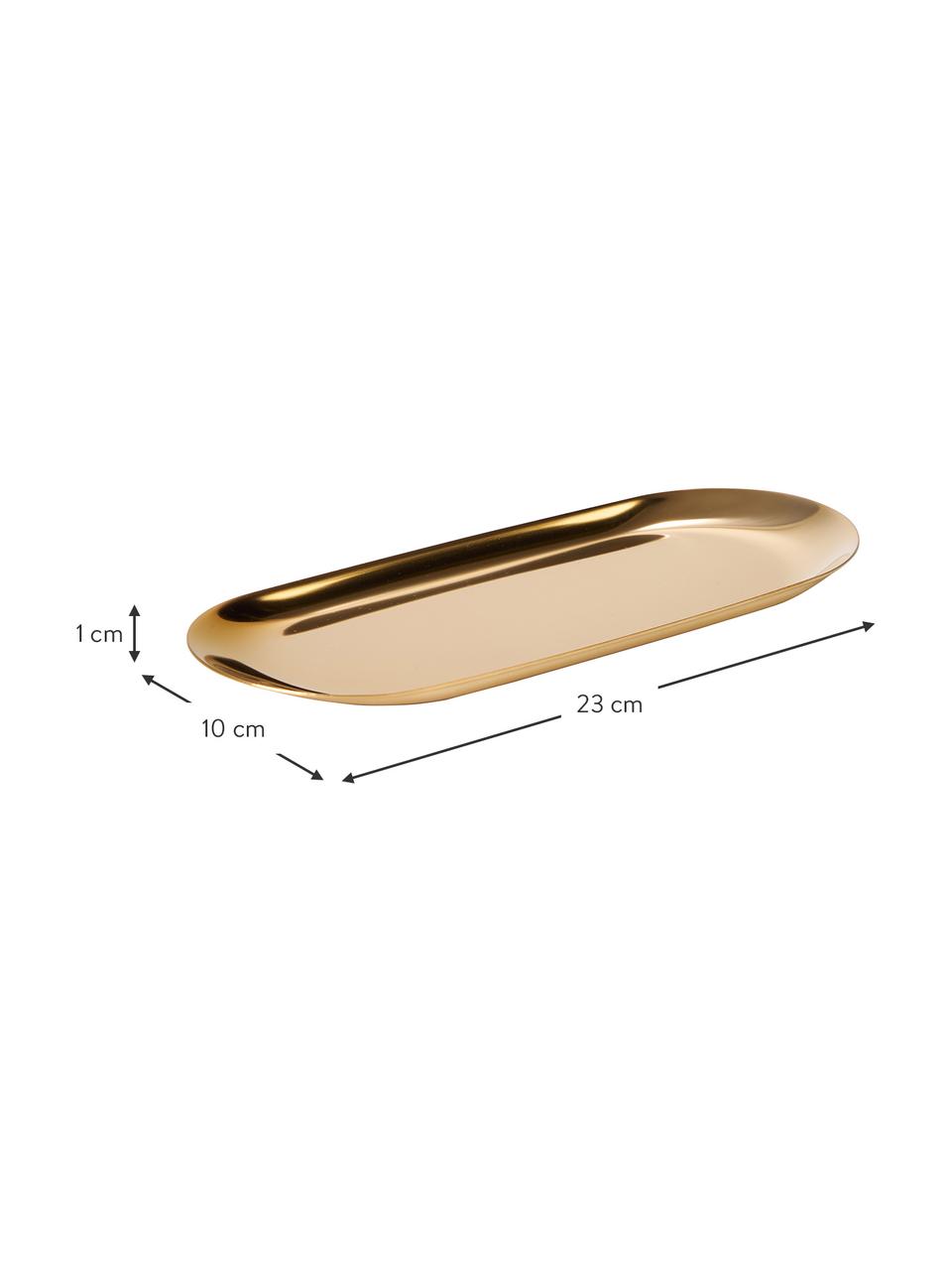 Vassoio decorativo Samu, Acciaio inossidabile, Dorato, Larg. 10 x Lung. 23 cm