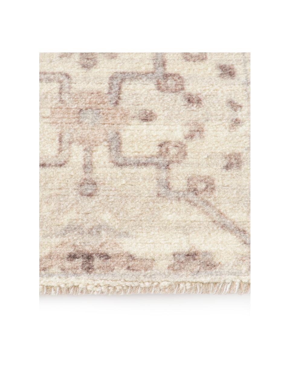 Tappeto a pelo corto con ornamenti Rosalie, 100% lana, Beige, rosa, Larg. 120 x Lung. 180 cm (taglia S)