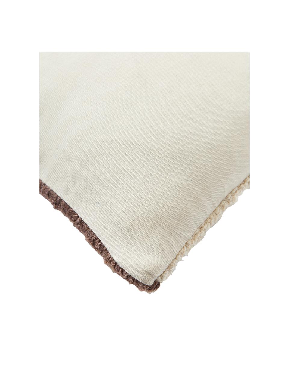 Funda de cojín Jasper, Parte superior: 73% seda, 27% algodón, Parte trasera: 100% algodón, Gris pardo, beige, An 45 x L 45 cm