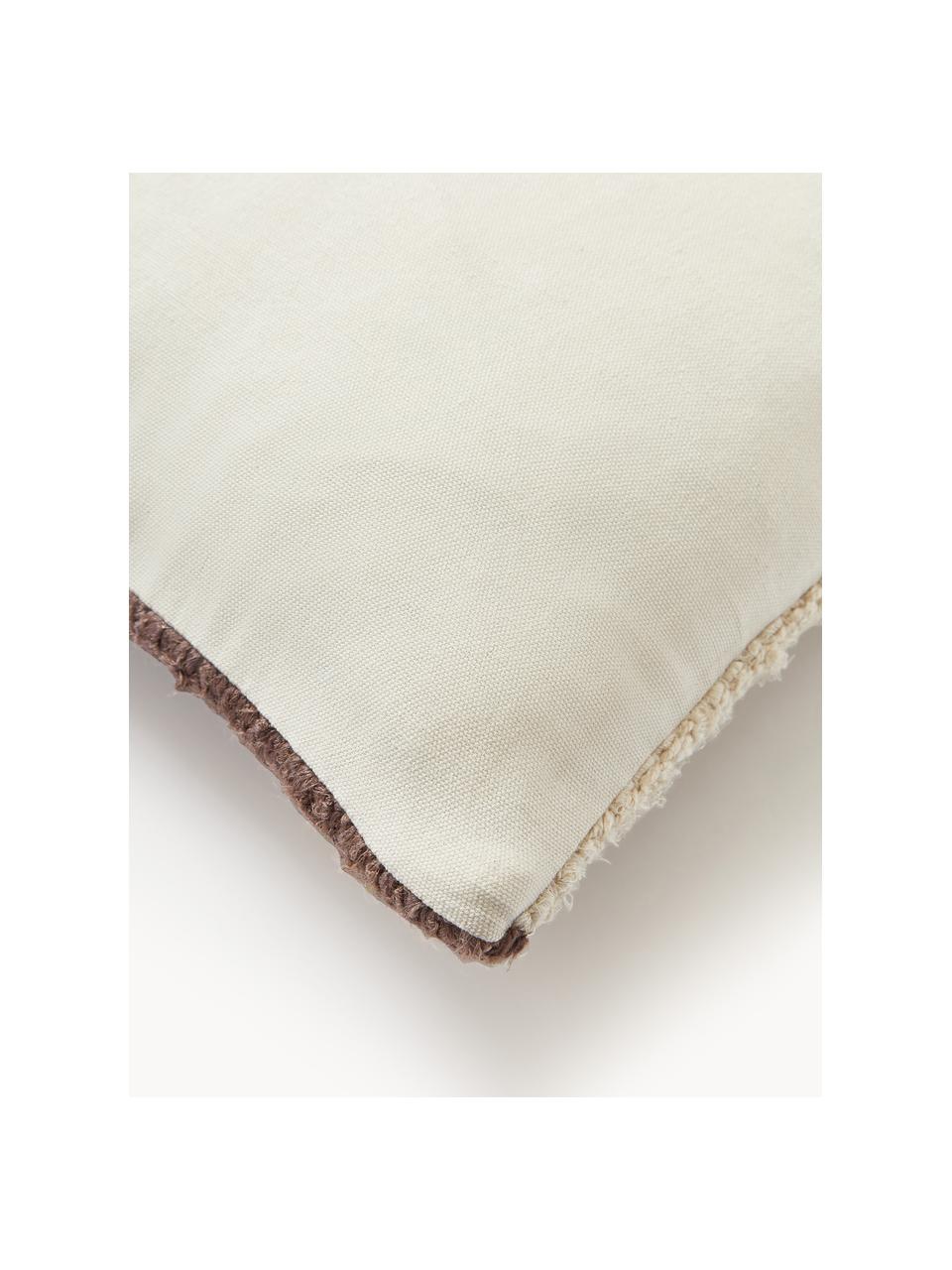 Funda de cojín Jasper, Parte superior: 73% seda, 27% algodón, Parte trasera: 100% algodón, Gris pardo, beige, Off White, An 45 x L 45 cm