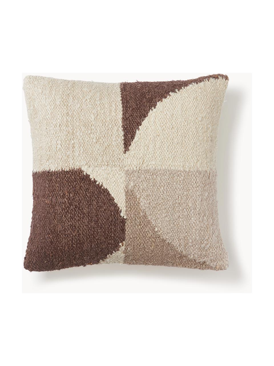 Copricuscino con decoro astratto Jasper, Retro: 100% cotone, Taupe, beige, bianco latte, Larg. 45 x Lung. 45 cm