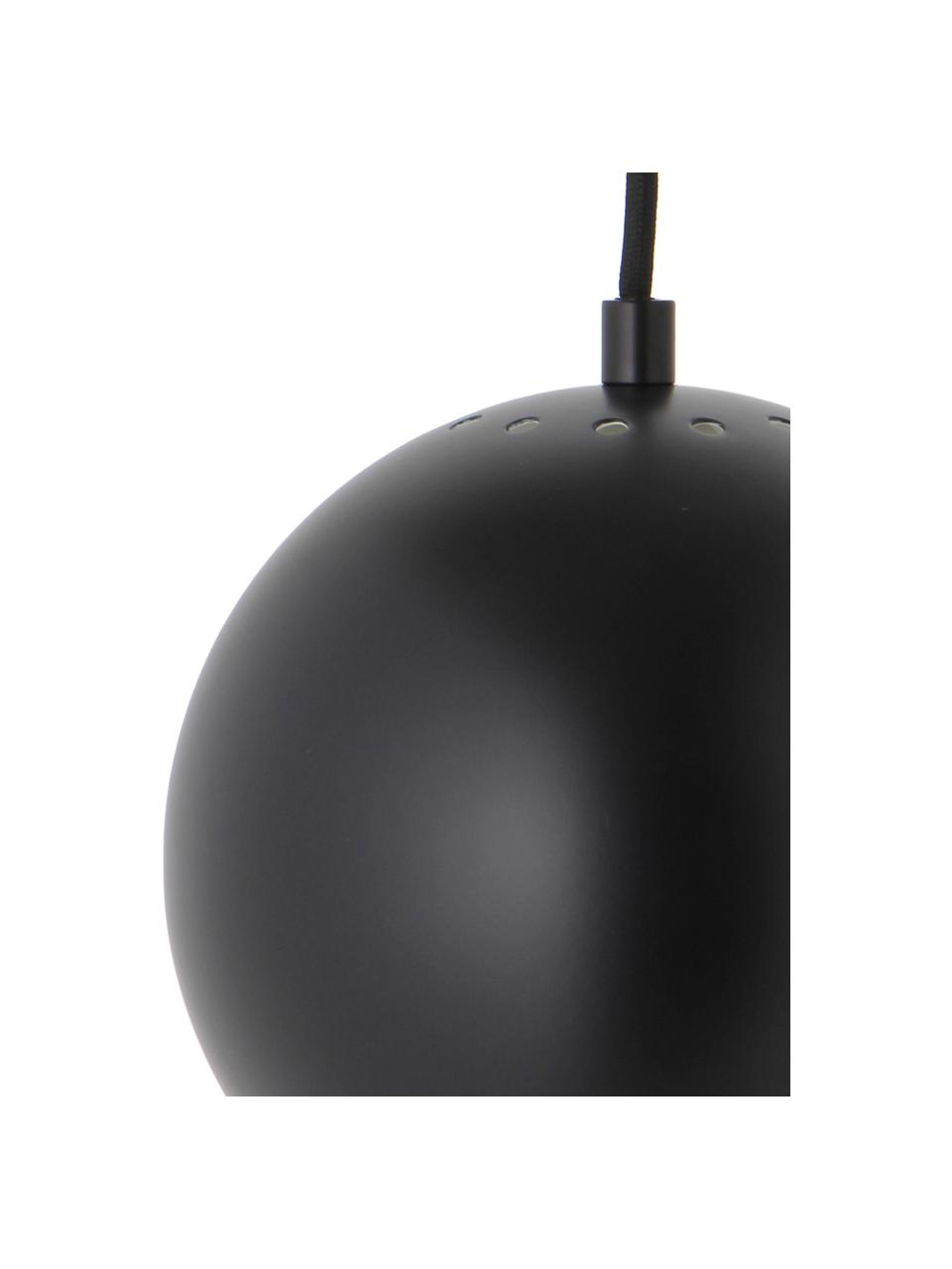 Kleine Kugel-Pendelleuchte Ball in Mattschwarz, Lampenschirm: Metall, beschichtet, Baldachin: Metall, beschichtet, Schwarz, Weiß, Ø 18 x H 16 cm