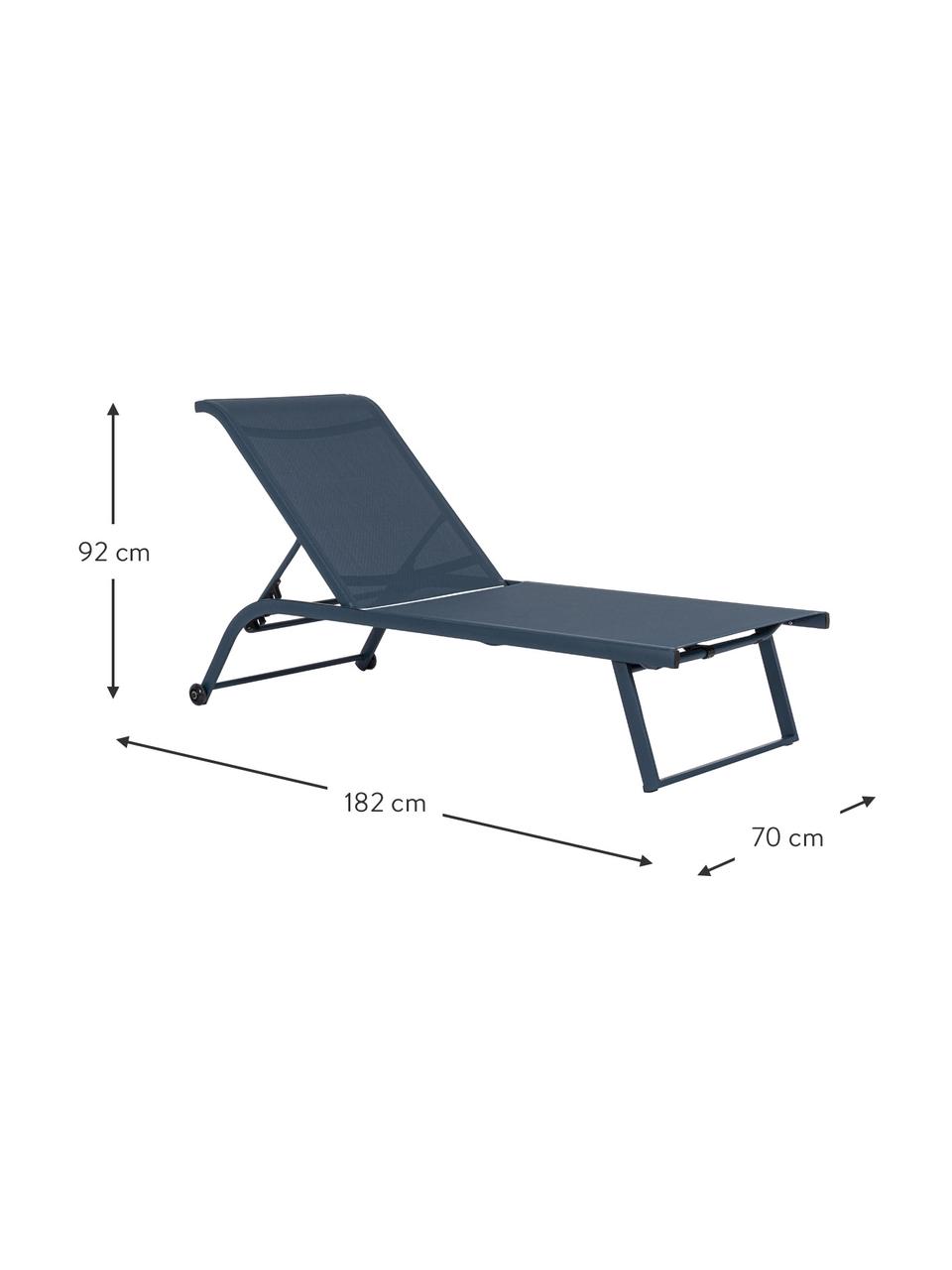 Záhradné ležadlo s kolieskami Taylor, Tmavomodrá, Š 70 x D 182 cm