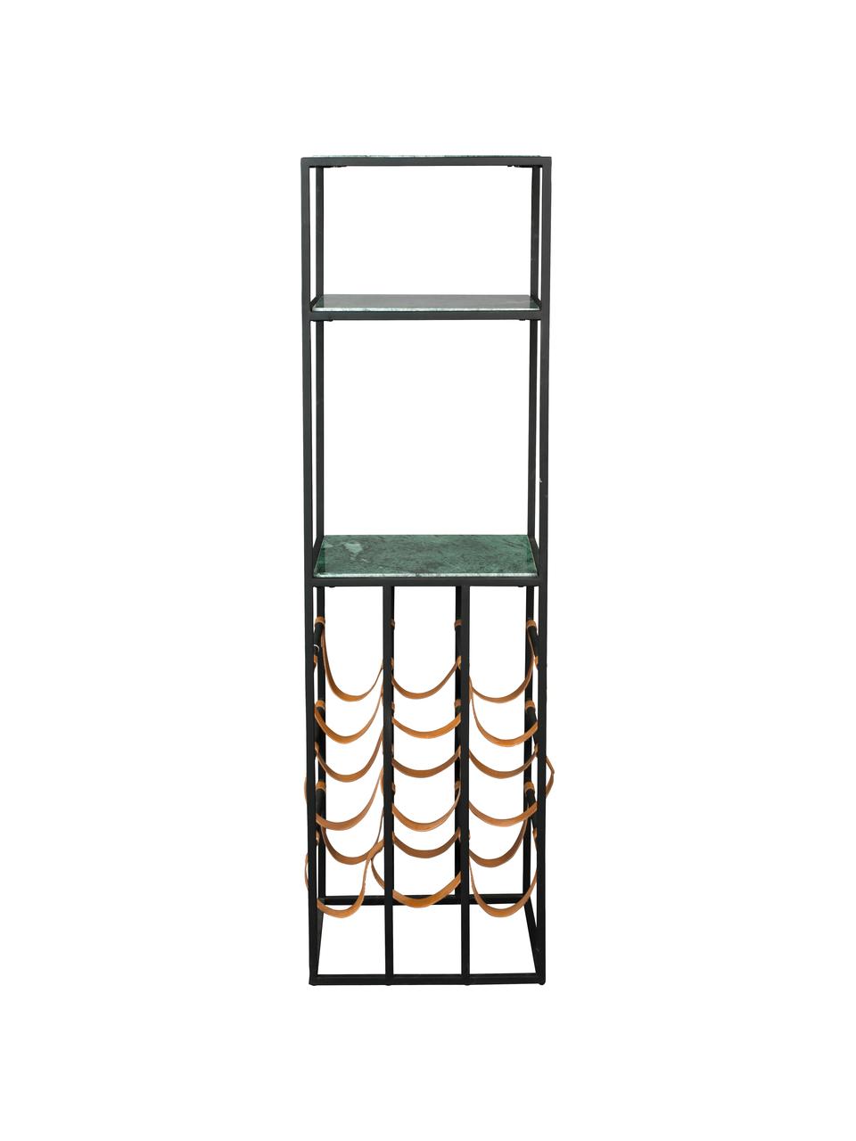 Licorera de mármol Mil, para 9 botellas, Estructura: metal con pintura en polv, Bandeja: mármol, Negro, mármol verde, An 36 x Al 126 cm