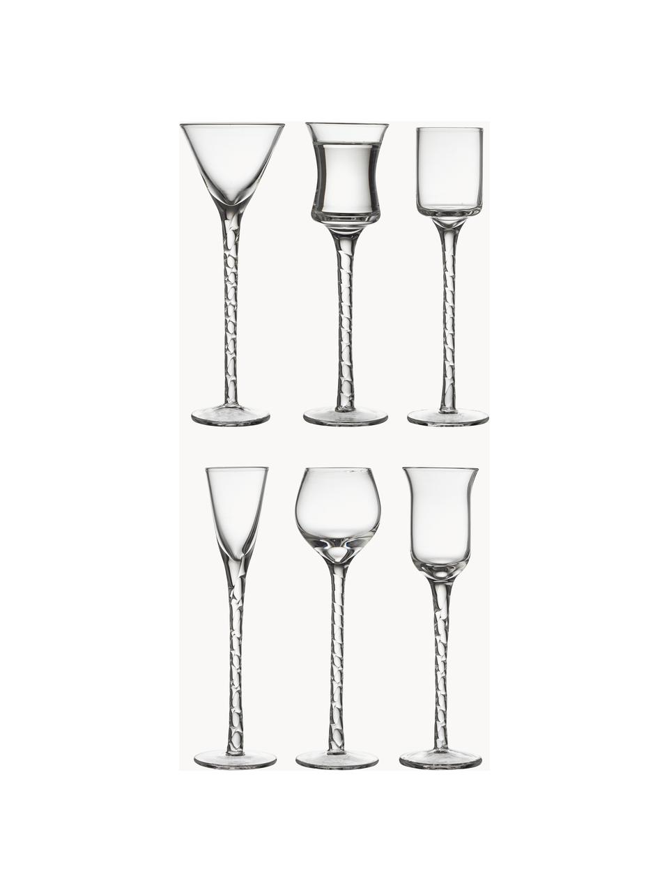 Mondgeblazen borrelglaasjes Rom, 6-delig, Glas, Transparant, Set met verschillende formaten