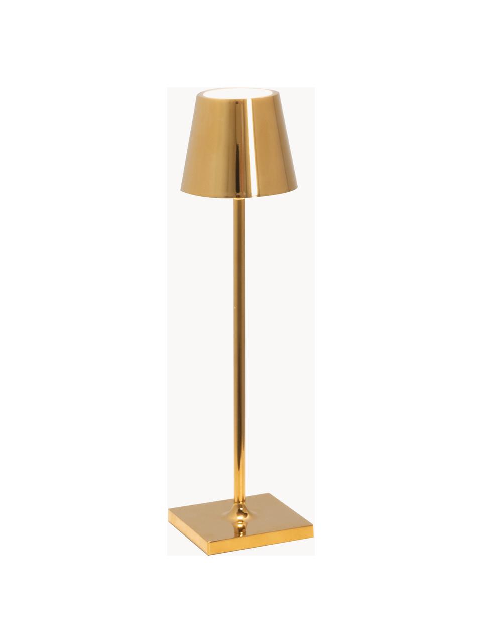 Lampada da tavolo portatile a LED con luce regolabile Poldina, Lampada: alluminio rivestito, Dorato lucido, Ø 11 x Alt. 38 cm