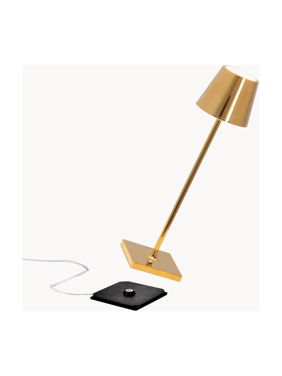 Mobile LED-Tischlampe Poldina, dimmbar, Goldfarben, glänzend, Ø 11 x H 38 cm