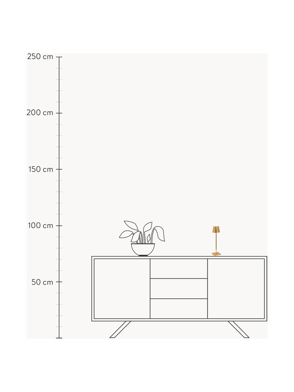 Lampada da tavolo portatile a LED con luce regolabile Poldina, Lampada: alluminio rivestito, Dorato lucido, Ø 11 x Alt. 38 cm