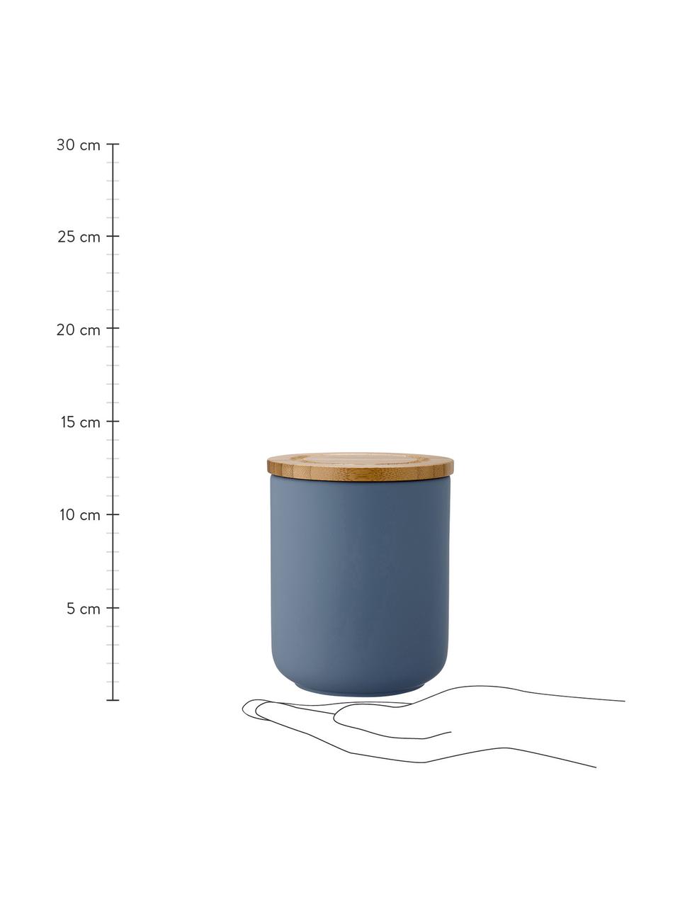 Barattolo con coperchio Stak, Coperchio: legno di bambù, Blu opaco, bambù, Ø 10 x Alt. 13 cm, 750 ml