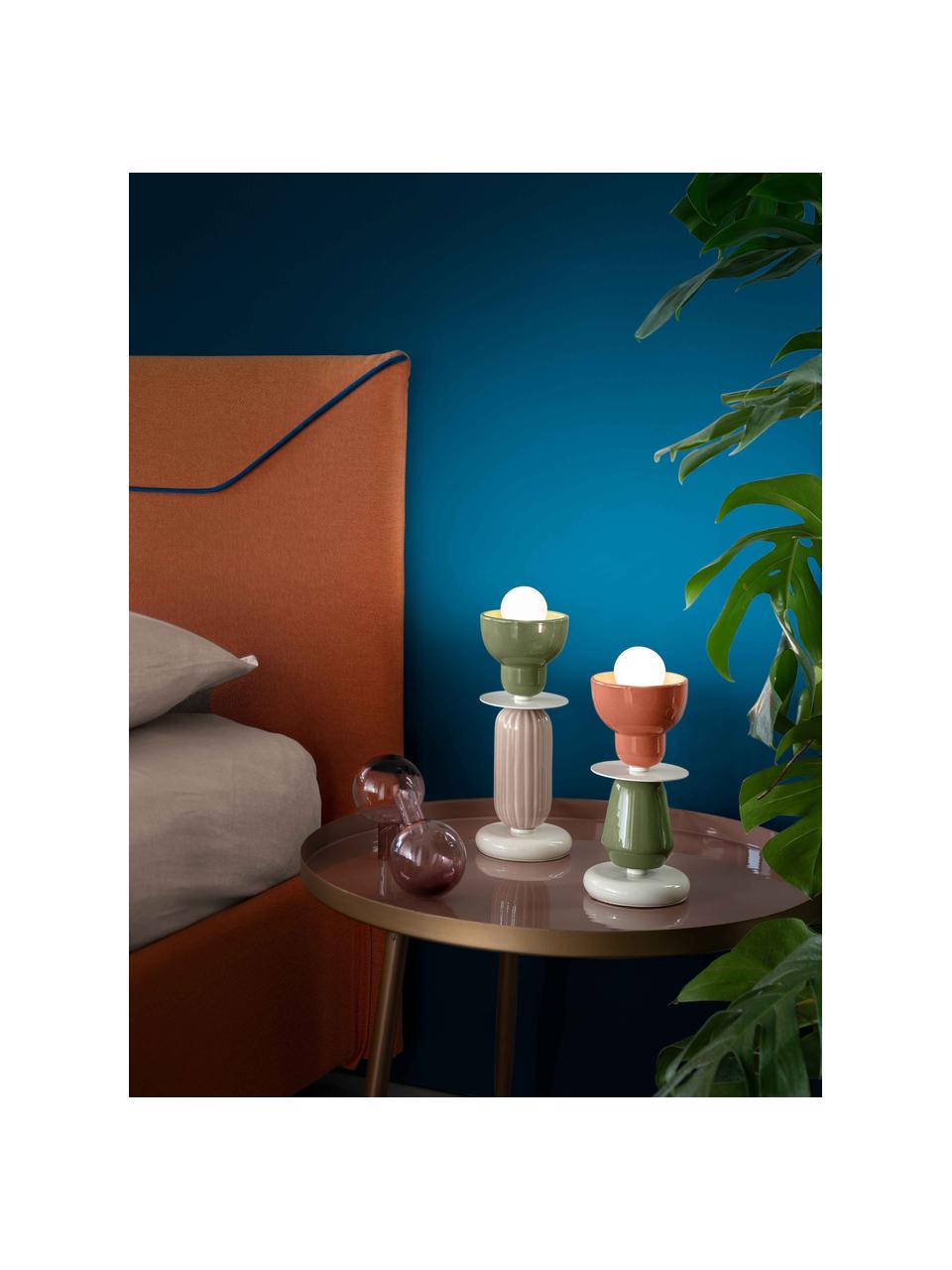 Malá stolová lampa Berimbau, Oranžová, olivovozelená, lomená biela, Ø 12 x V 24 cm