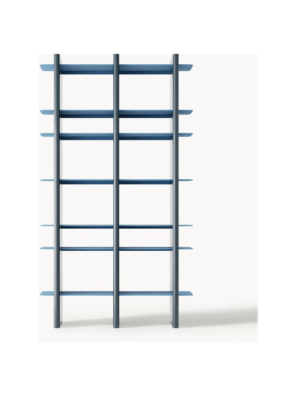 Bibliothèque avec éléments métalliques Rami, Bleu, bleu pétrole, larg. 100 x haut. 176 cm