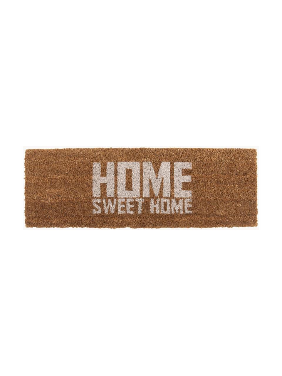 Deurmat Home Sweet Home, Kokosvezels, Bruin, wit, B 26 x L 77 cm