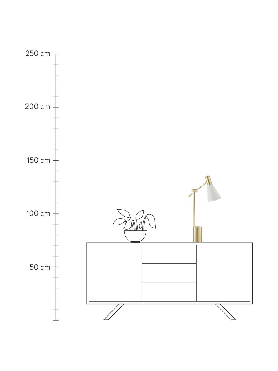 Veľká stolová lampa z kovu Sia, Biela, mosadzné odtiene, Ø 13 x V 63 cm