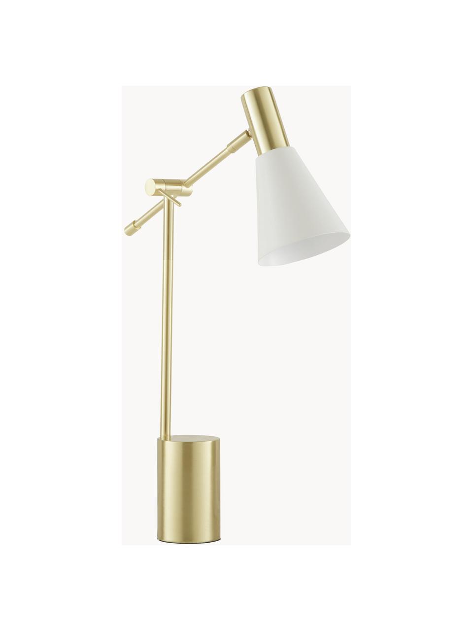 Lampa biurkowa z metalu Sia, Biały, odcienie mosiądzu, Ø 13 x W 63 cm