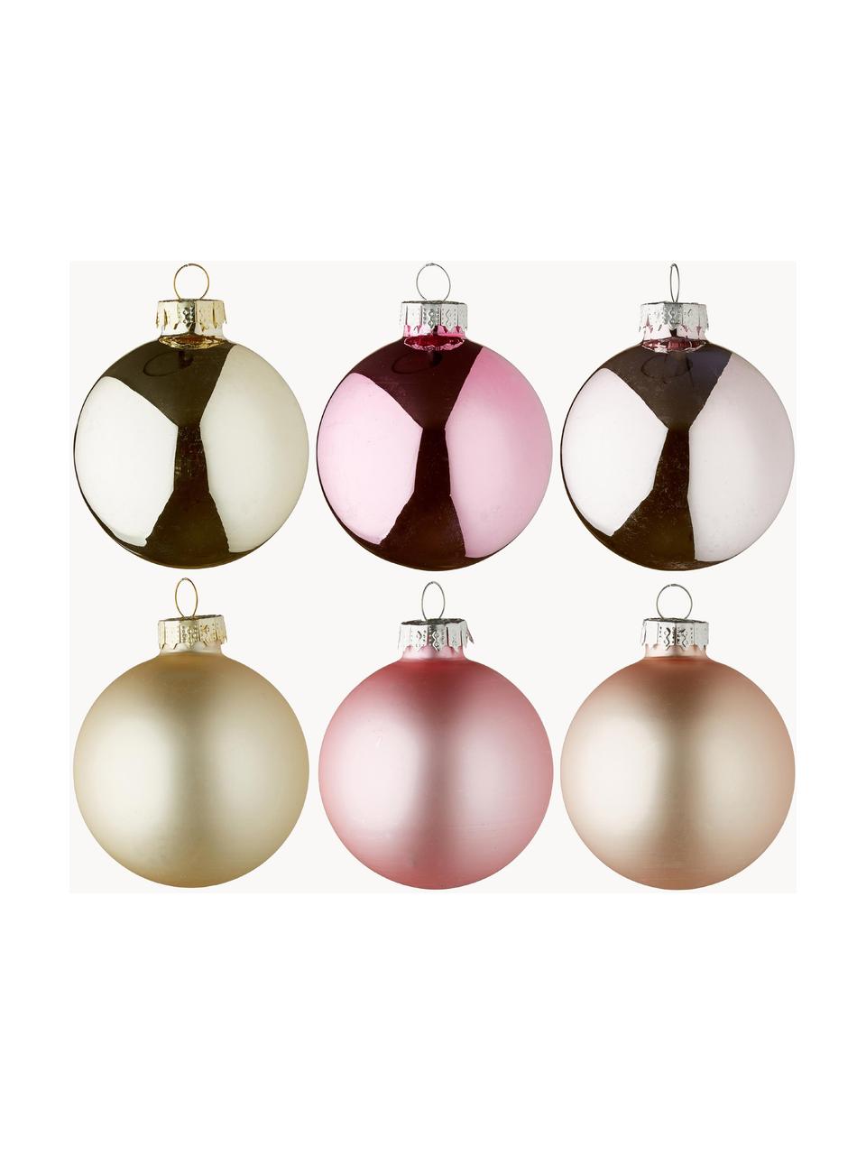Set 24 palline di Natale Lorene Ø6 cm, Champagne, rosa chiaro, rosa, opaco e lucido, Ø 6 cm