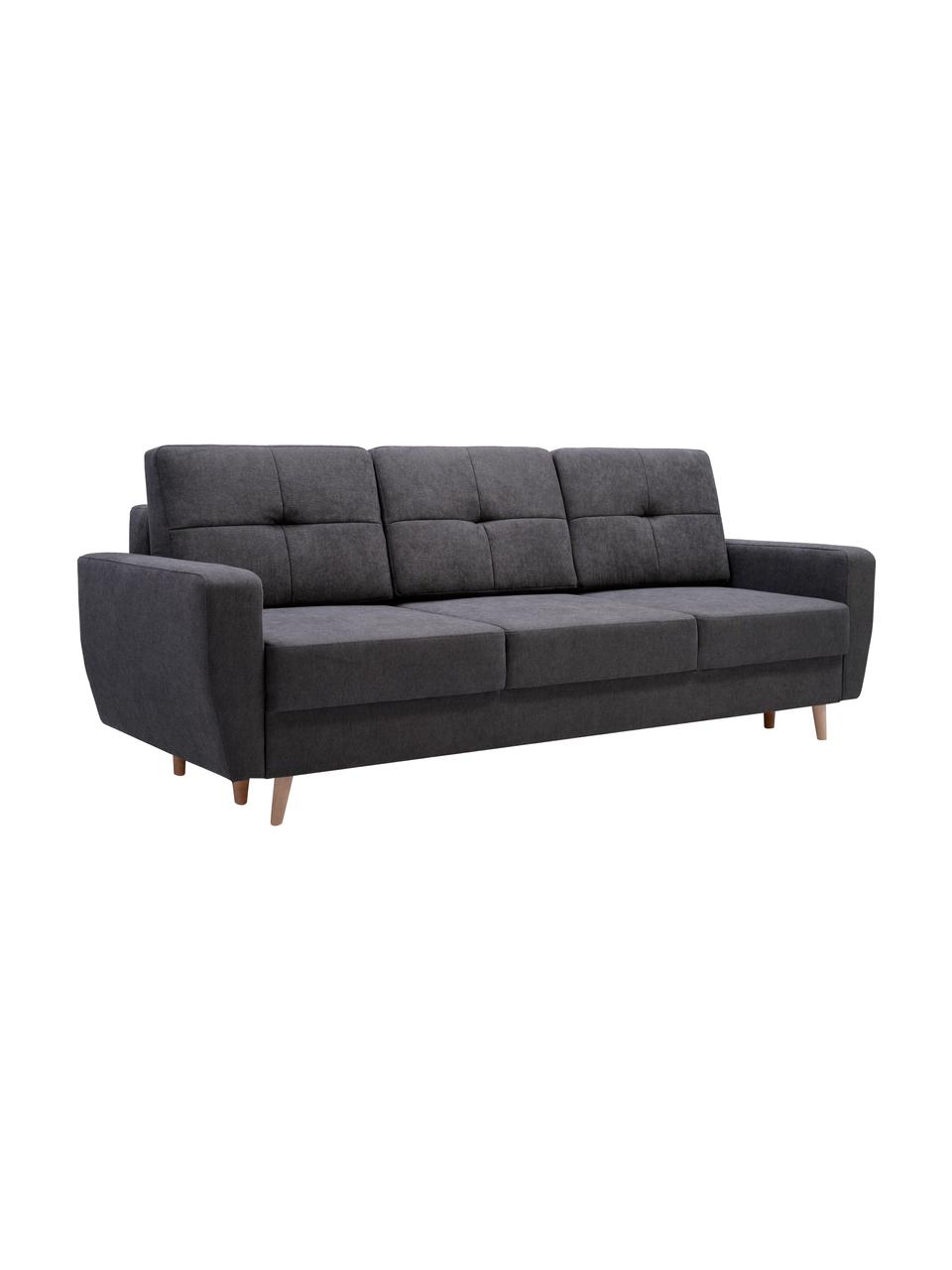 Sofa z funkcją spania i miejscem do przechowywania Bueno (3-osobowa), Tapicerka: 100% poliester, Antracytowy, S 231 x G 92 cm