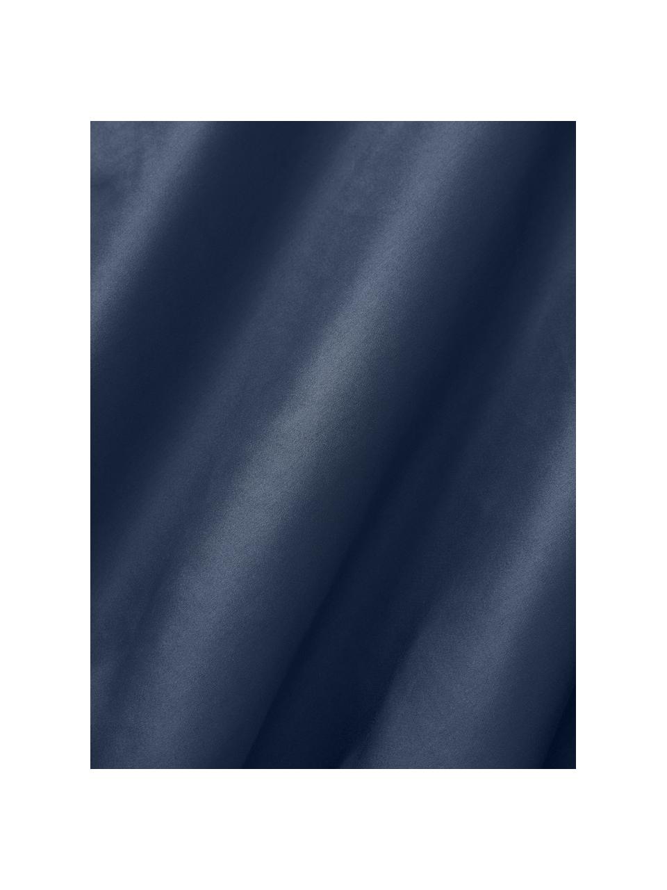 Drap-housse en satin de coton pour surmatelas Comfort, Bleu foncé, larg. 90 x long. 200 cm, haut. 15 cm