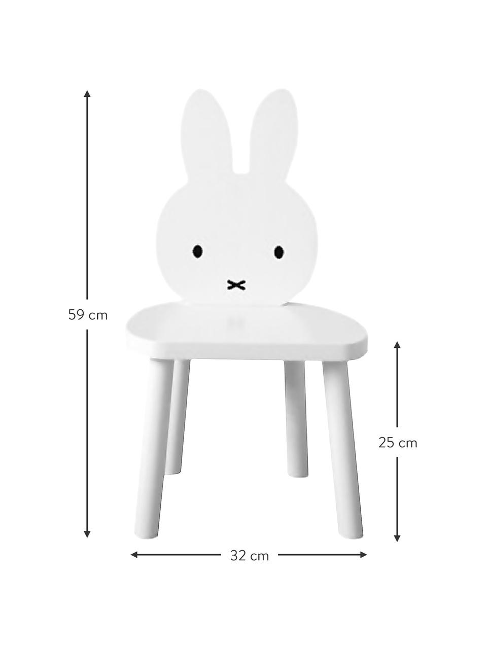 Holz-Kinderstuhl Miffy, Korpus: Kiefernholz, Beine: Birkenholz, Weiss, B 32 x H 59 cm