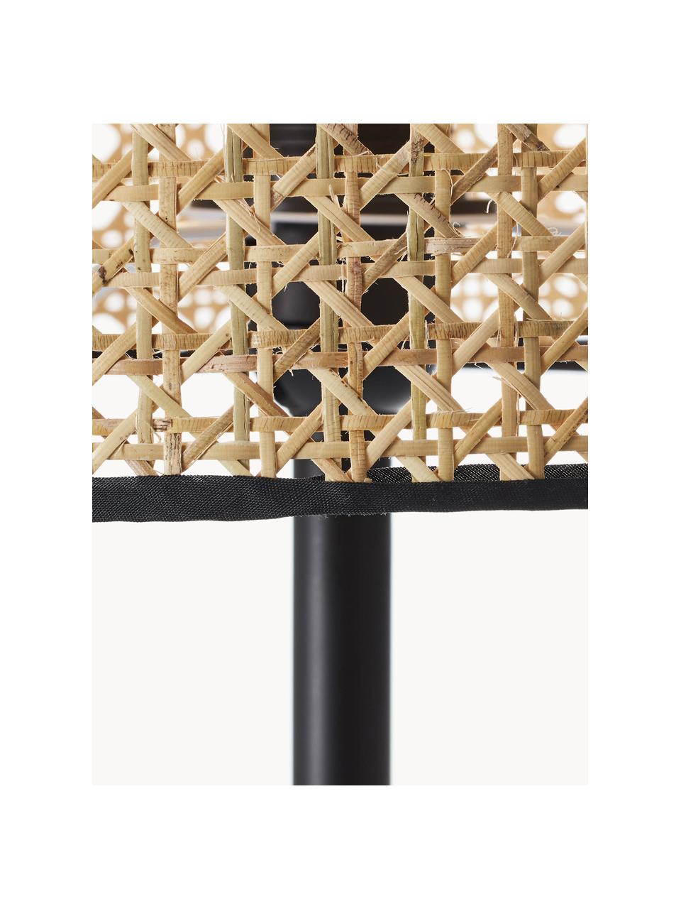 Lampa podłogowa z rattanowym kloszem  Wiley, Jasny brązowy, czarny, W 154 cm