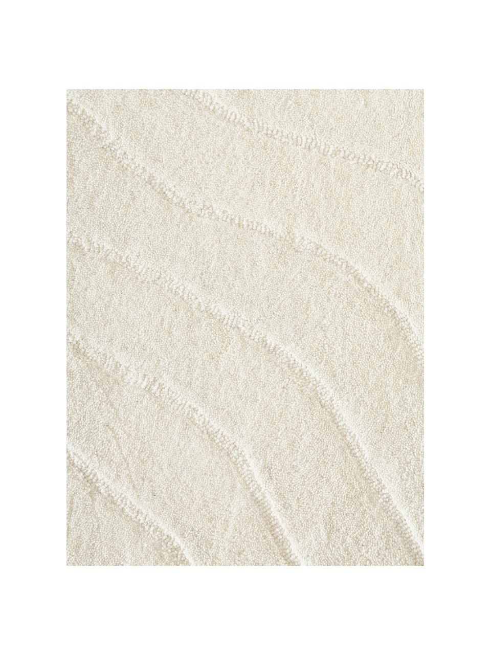 Tapis rond en laine tuftée main Aaron, Blanc crème, Ø 150 cm (taille M)