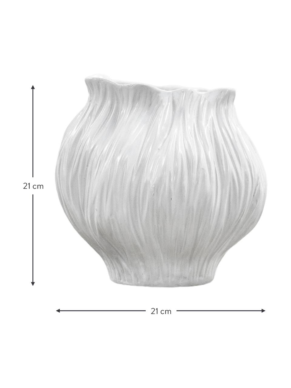 Ręcznie wykonany wazon Flora, Kamionka, Biały, S 22 x W 26 cm