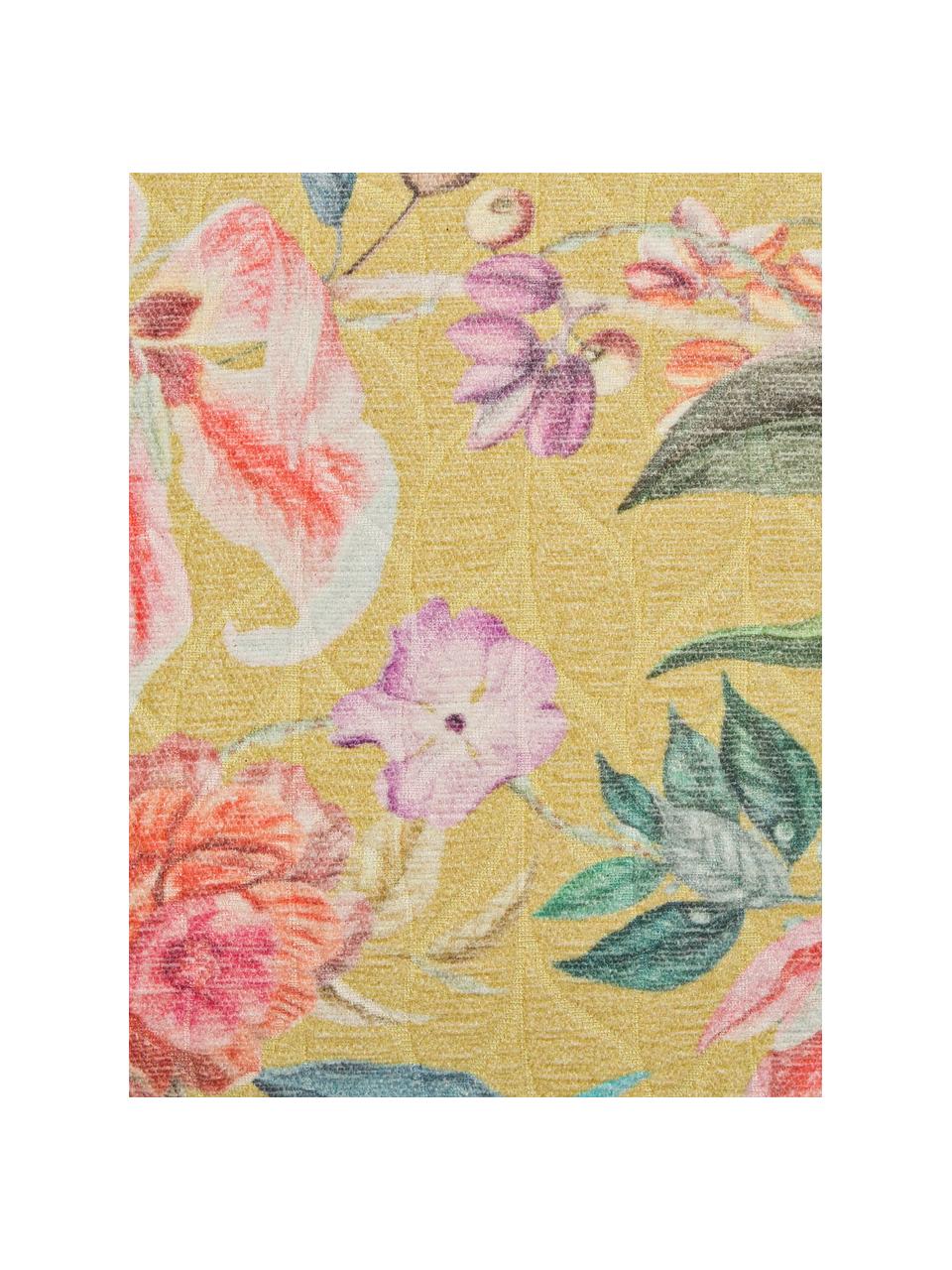 Federa arredo in cotone con motivo jacquard Annie, Retro: 100% poliestere, Giallo senape, multicolore, Larg. 40 x Lung. 40 cm