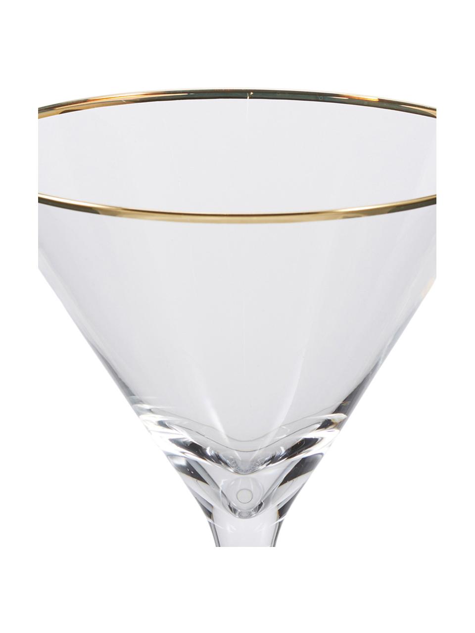 Martiniglazen Chloe, 4 stuks, Glas, Transparant met goudkleurige rand, Ø 12 x H 19 cm