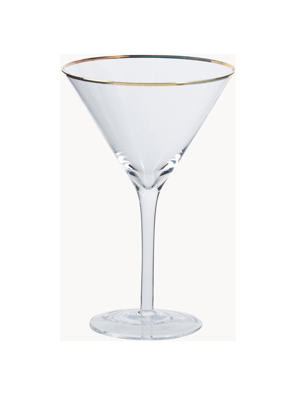 Copas martini Chloe, 4 uds., Vidrio, Transparente con borde dorado, Ø 12 x Al 19 cm