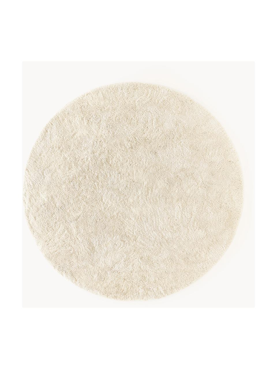 Okrągły puszysty dywan z długim włosiem Leighton, Kremowobiały, Ø 120 x W 3 cm (Rozmiar S)