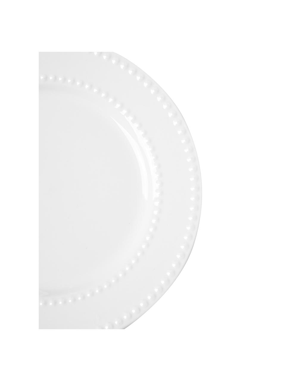 Porzellan-Frühstücksteller Pearl, 6 Stück, Porzellan, Weiß, Ø 20 x H 2 cm