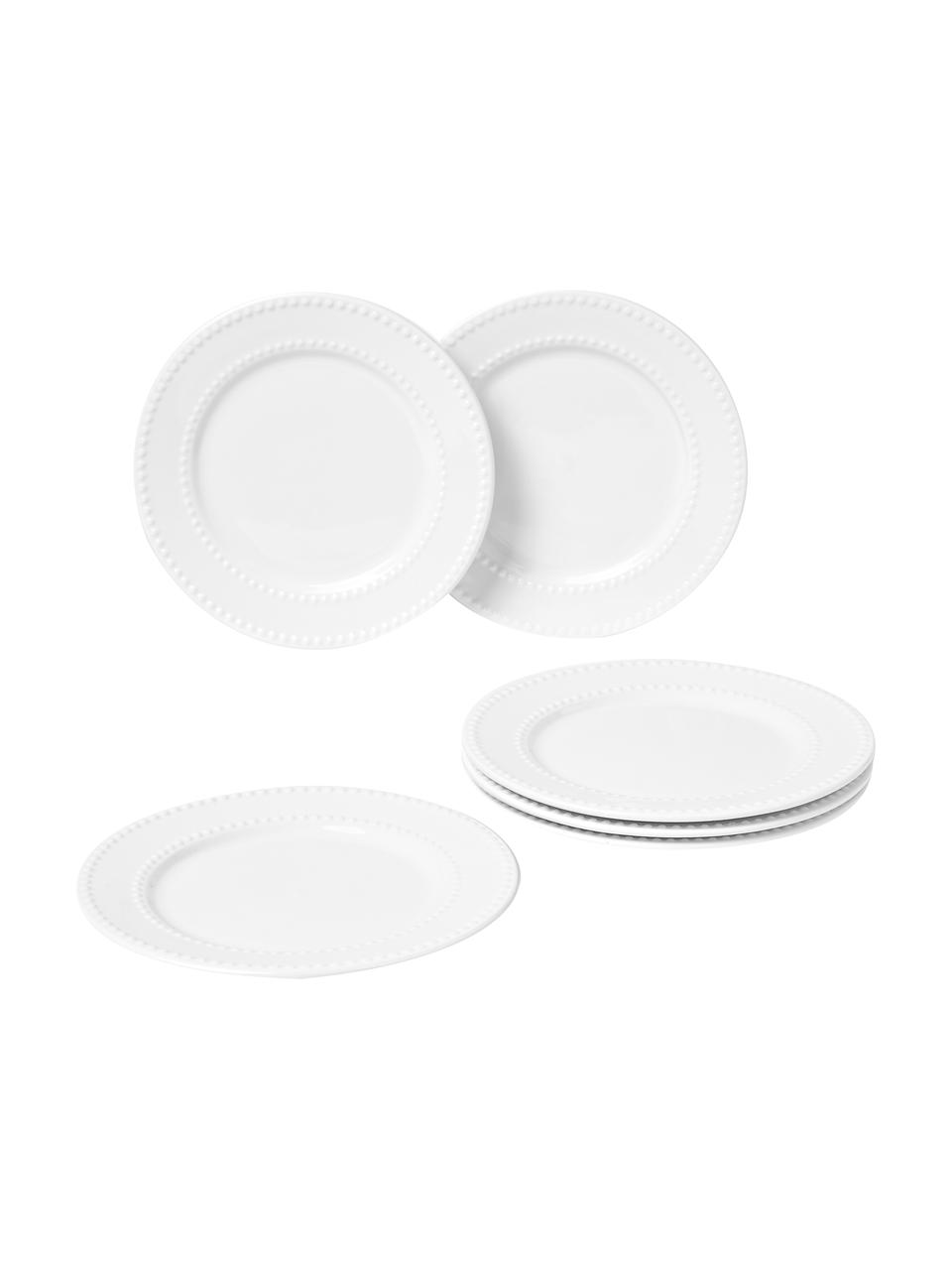 Platos postre de porcelana Pearl, 6 uds., Porcelana, Blanco, Ø 20 x Al 2 cm