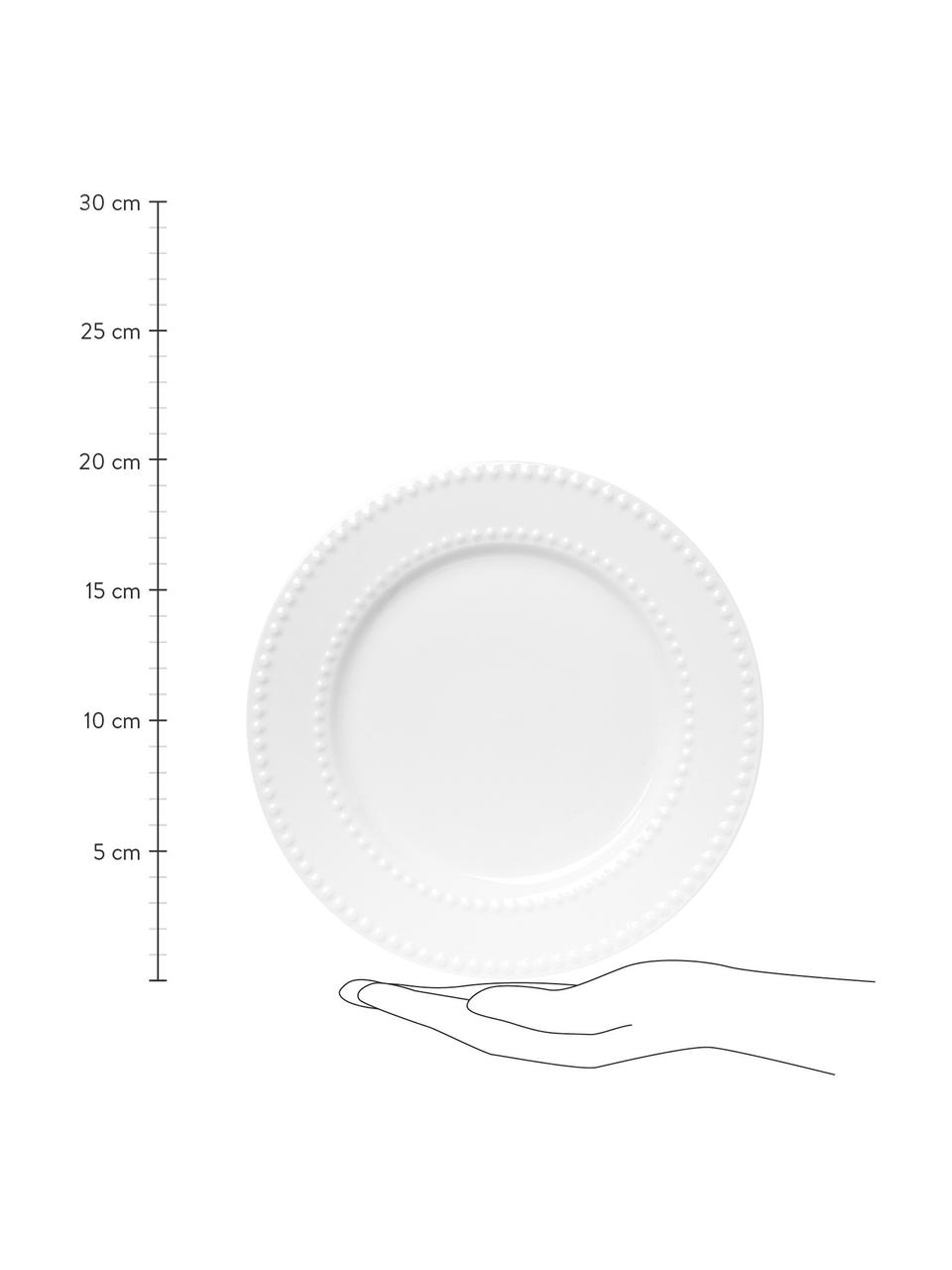 Assiettes à dessert en porcelaine Pearl, 6 pièces, Porcelaine, Blanc, Ø 20 x haut. 2 cm
