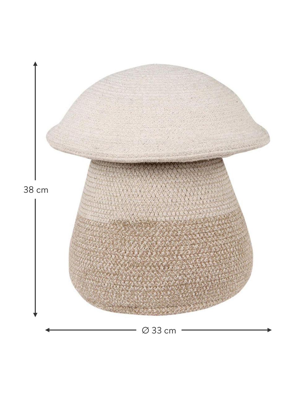 Handgefertigter Kinder-Aufbewahrungskorb Mushroom, H 38 cm, 97 % Baumwolle, 3 % Kunstfaser, Cremeweiß, Beigetöne, Ø 33 x H 38 cm