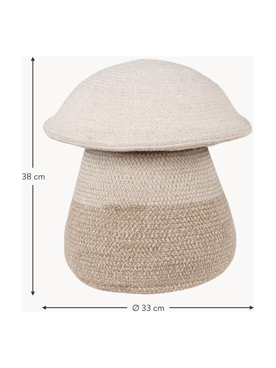 Panier de rangement pour enfants fait à la main Mushroom, haut. 38 cm, 97 % coton, 3 % fibres synthétiques, Blanc crème, tons beiges, Ø 33 x haut. 38 cm