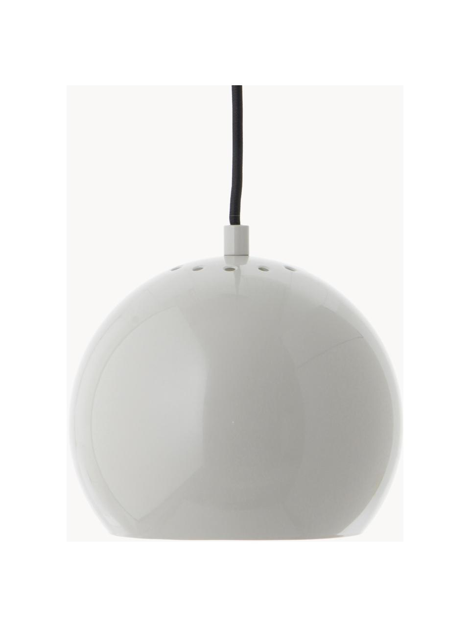 Kleine bolvormige hanglamp Ball, Lampenkap: gecoat metaal, Lichtgrijs, Ø 18 x H 16 cm