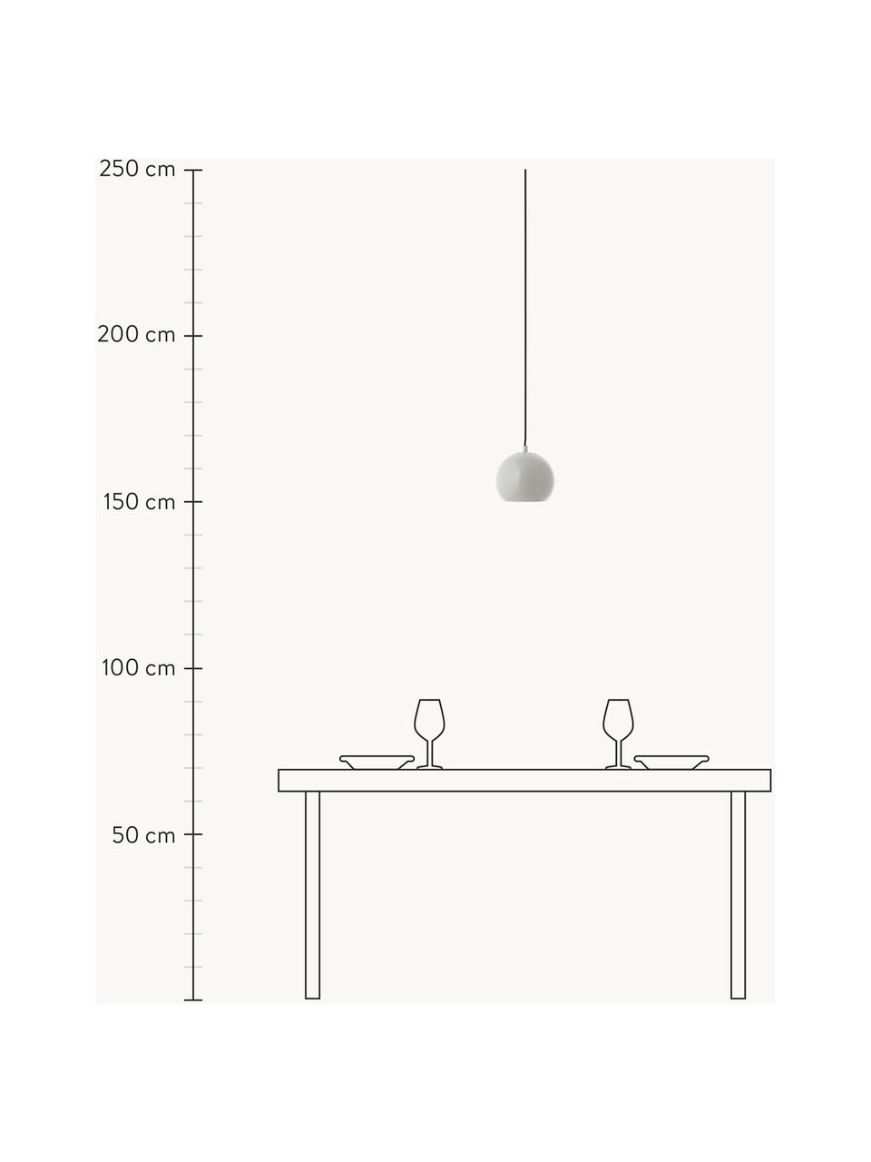 Kleine bolvormige hanglamp Ball, Lampenkap: gecoat metaal, Lichtgrijs, Ø 18 x H 16 cm