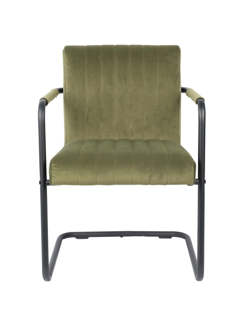 Chaise cantilever en velours Stitched, Vert olive