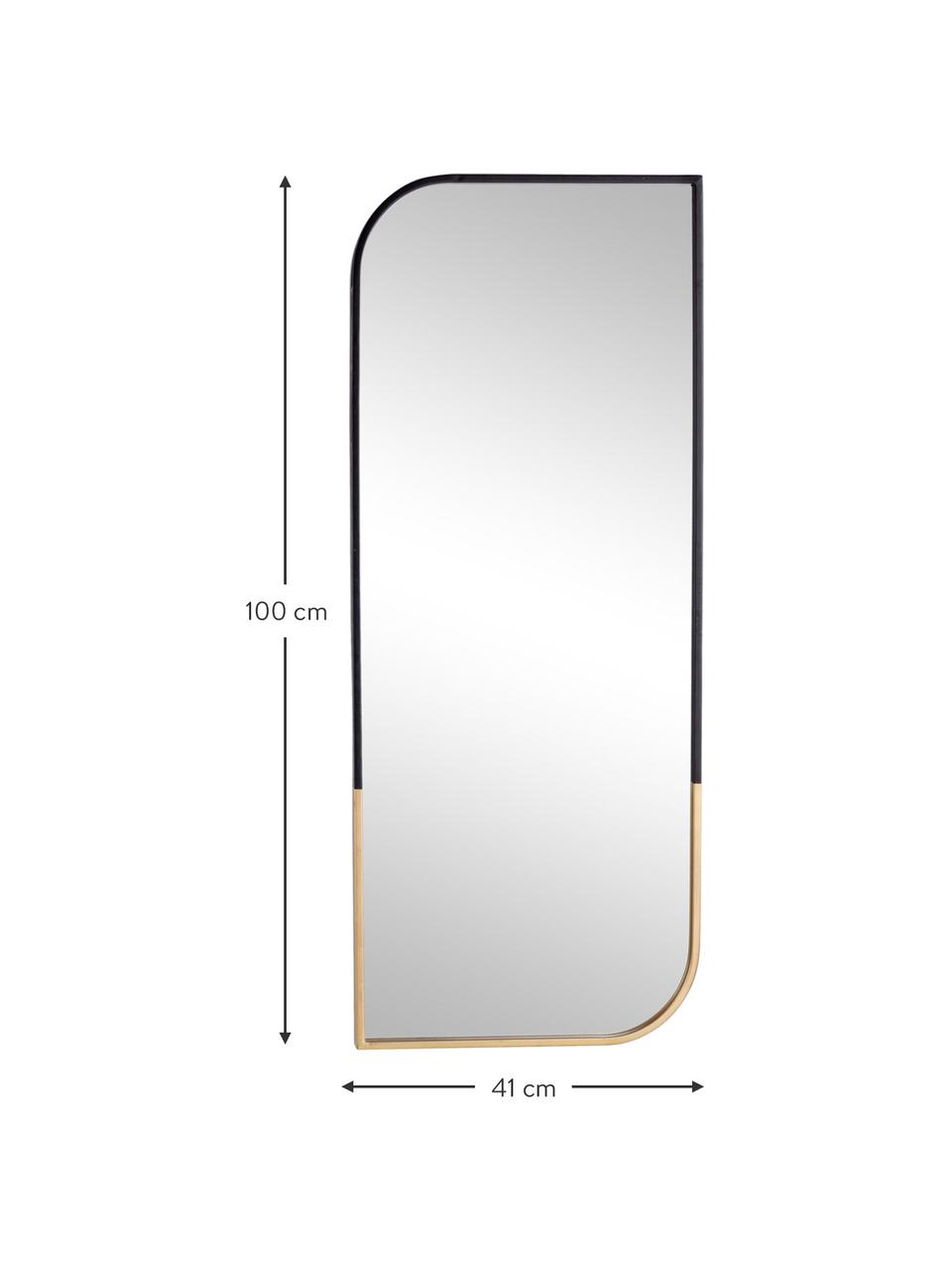 Specchio da parete Reflix, Cornice: metallo rivestito, Superficie dello specchio: lastra di vetro, Nero, dorato, Larg. 41 x Alt. 100 cm