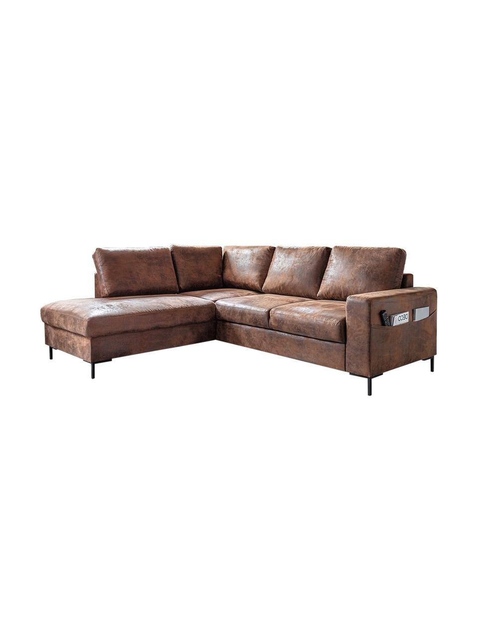 Sofa narożna z funkcją spania Lilly, Tapicerka: 100% mikrofibra, Brązowy, S 237 x G 197 cm