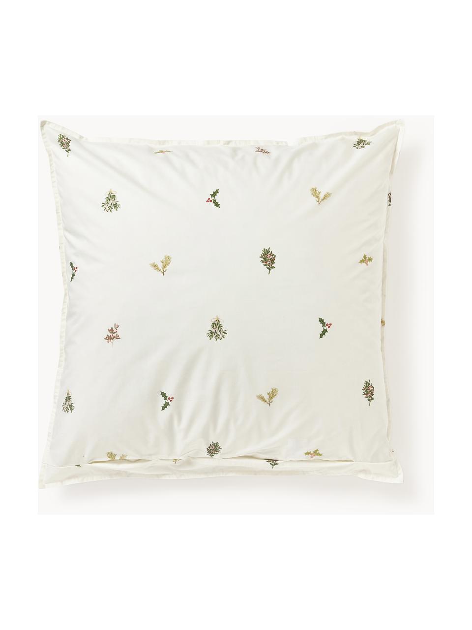 Federa reversibile in cotone percalle Twigs, Bianco latte, multicolore, Larg. 50 x Lung. 80 cm