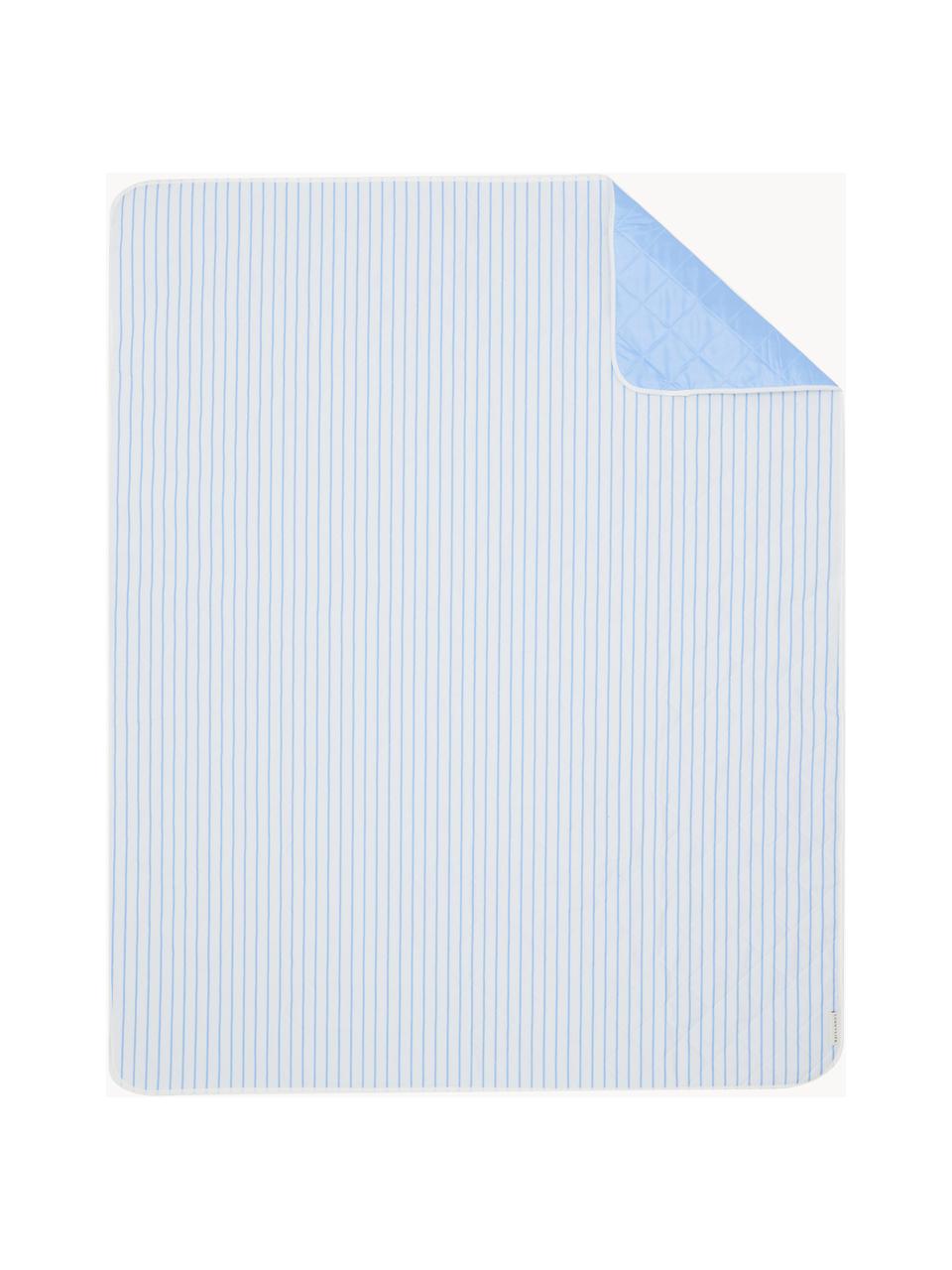 Strand- und Picknickdecke Le Weekend, 100 % Polyester, Off White, Hellblau, dünne Streifen, B 140 x L 175 cm
