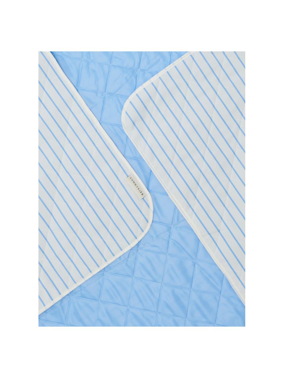 Strand- und Picknickdecke Le Weekend, 100 % Polyester, Off White, Hellblau, dünne Streifen, B 140 x L 175 cm