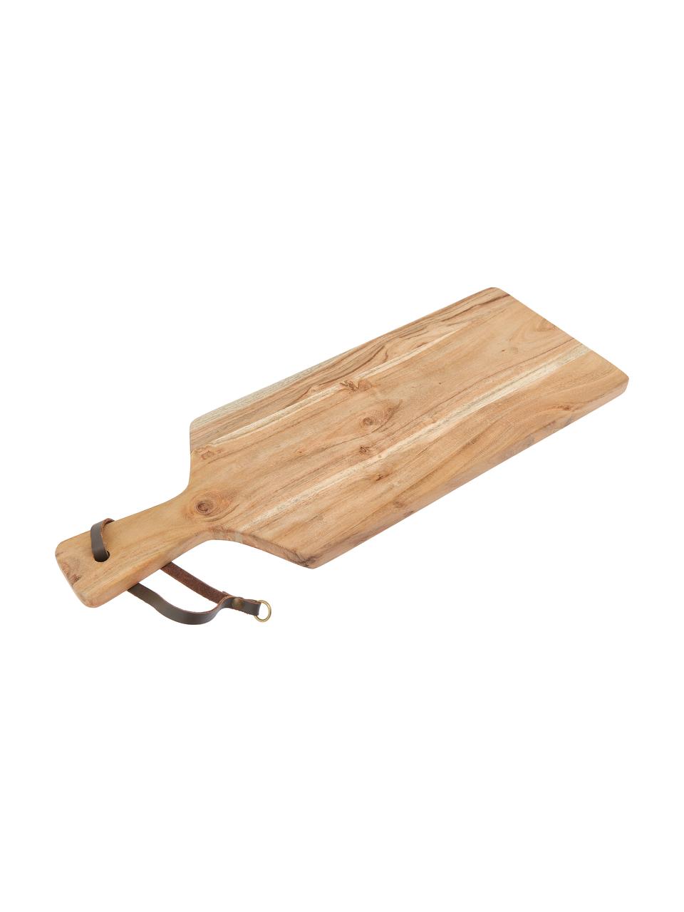 Planche à découper bois avec sangle en cuir Acacia, 15 x 30 cm, Bois d'acacia