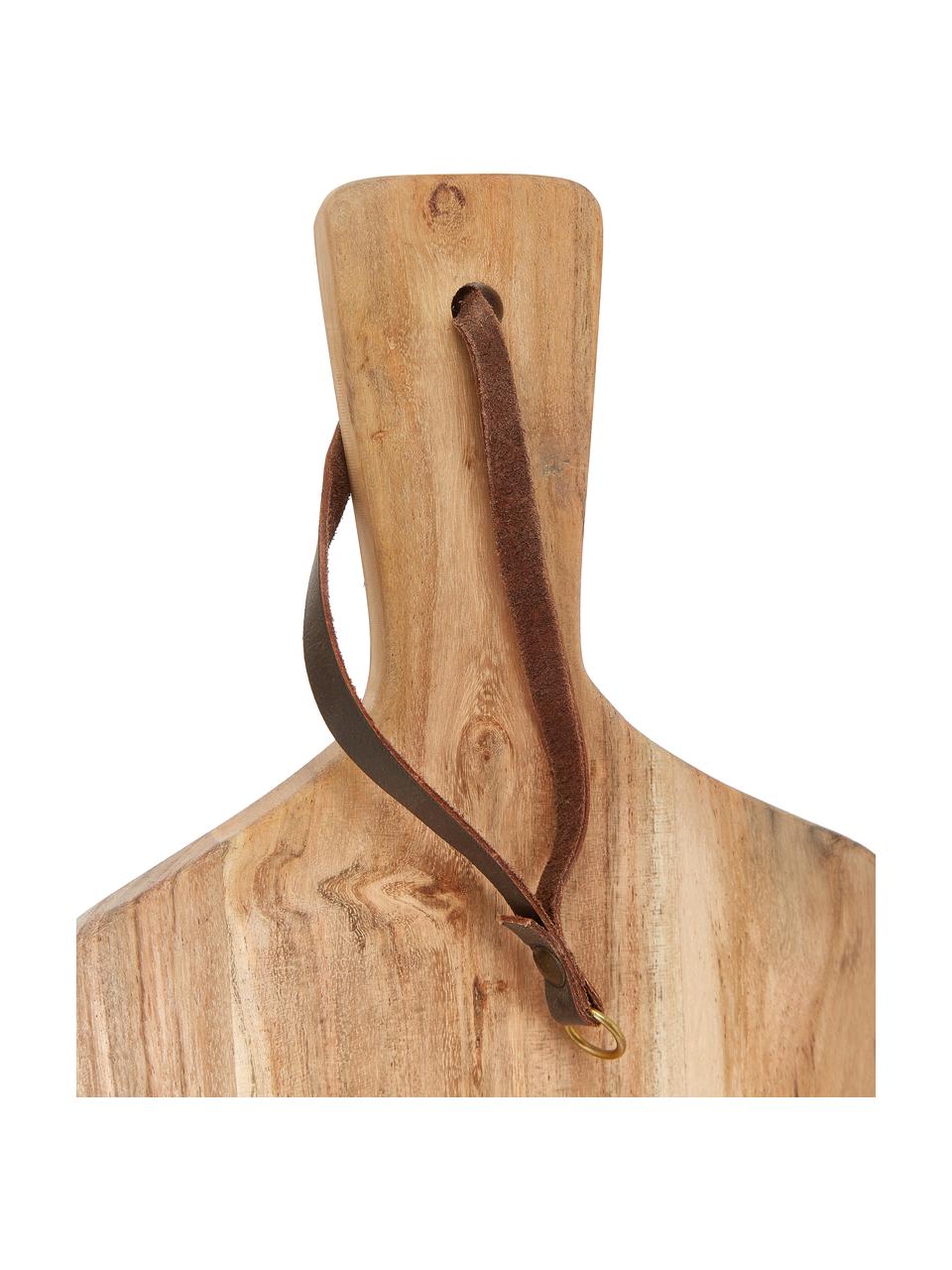 Tabla de cortar de madera Acacia, diferentes tamaños, Correa: cuero, Acacia, L 30 x An 15 cm