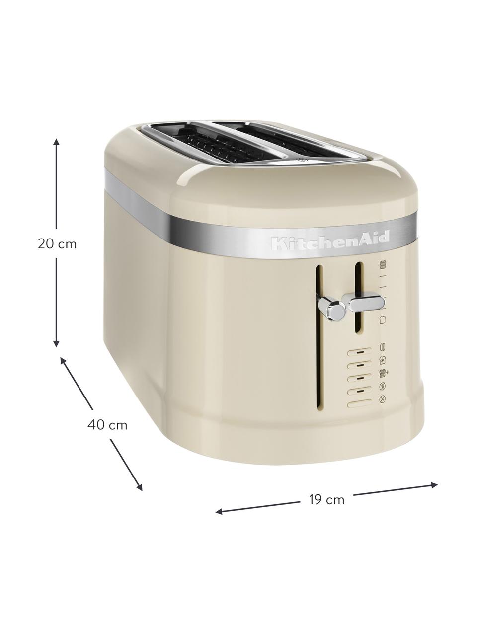 Toaster Design Collection in Cremeweiß für 4-Scheiben, Gehäuse: Kunststoff, Cremeweiß, glänzend, B 19 x H 20 cm